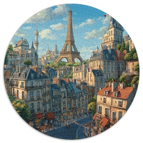 Eiffel Tower 1000 Teile Rund Puzzle Unregelmäßige Bunt Puzzles Kinder Familie 1000pcs (67.5x67.5cm) von OAOEKSEOP