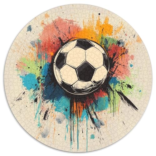 Football 1000 Teile Rund Puzzle Unregelmäßige Bunt Puzzles Erwachsen Familie 1000pcs (67.5x67.5cm) von OAOEKSEOP