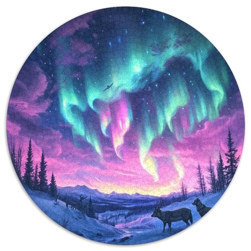 Northern Lights 1000 Teile Rund Puzzle Impossible Bunt Puzzles Erwachsen Freunde 1000pcs (67.5x67.5cm) von OAOEKSEOP
