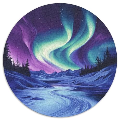 Northern Lights 1000 Teile Rund Puzzle Unregelmäßige Einzigartige Jigsaw Erwachsene Familie 1000pcs (67.5x67.5cm) von OAOEKSEOP