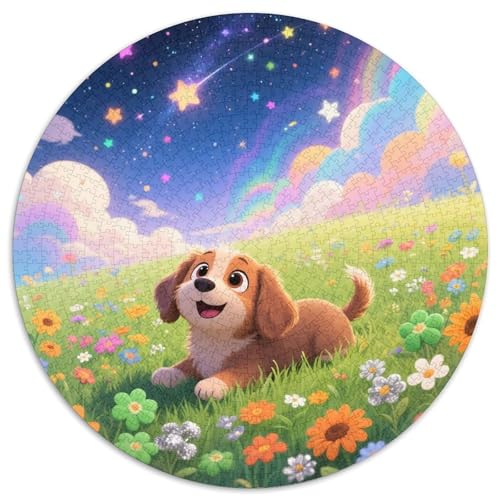 Puppy 1000 Teile Rund Puzzle Impossible Bunt Animal Dog Jigsaw Erwachsene Freunde 1000pcs (67.5x67.5cm) von OAOEKSEOP