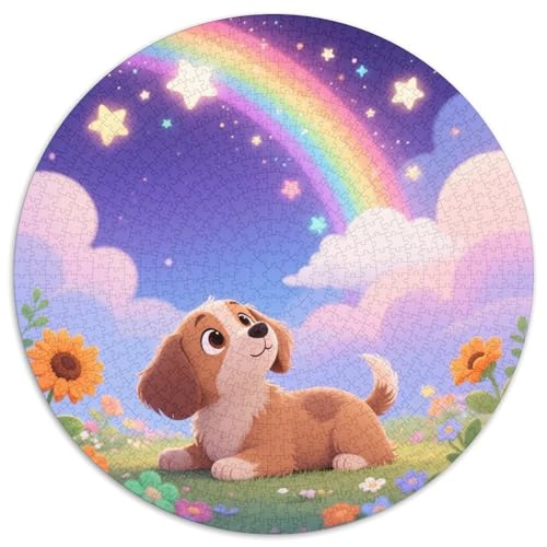 Puppy 1000 Teile Rund Puzzle Unregelmäßige Bunt Animal Dog Jigsaw Erwachsene Freunde 1000pcs (67.5x67.5cm) von OAOEKSEOP