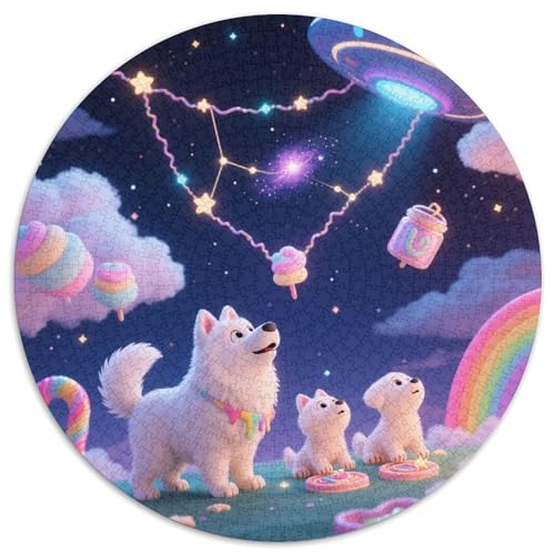 Samoa 1000 Teile Rund Puzzle Unregelmäßige Bunt Animal Dog Jigsaw Erwachsen Freunde 1000pcs (67.5x67.5cm) von OAOEKSEOP