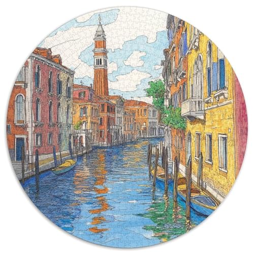 Venice Water City 1000 Teile Rund Puzzle Unregelmäßige Einzigartige Puzzles Kinder Freunde 1000pcs (67.5x67.5cm) von OAOEKSEOP