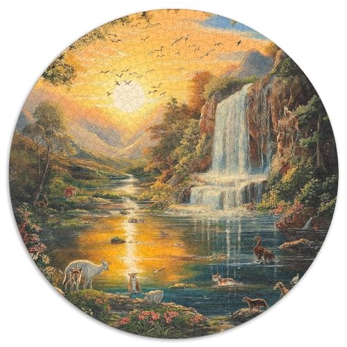 Waterfall 1000 Teile Rund Puzzle Unregelmäßige Bunt Jigsaw Erwachsene Freunde 1000pcs (67.5x67.5cm) von OAOEKSEOP