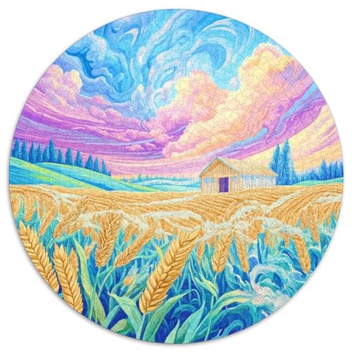 Wheat Field 1000 Teile Rundes Puzzle Impossible Einzigartige Jigsaw Kinder Familie 1000pcs (67.5x67.5cm) von OAOEKSEOP