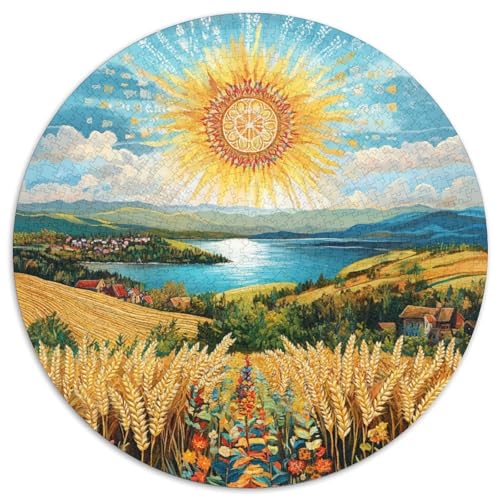 Wheat Field 1000 Teile Rundes Puzzle Impossible Einzigartige Puzzles Erwachsen Freunde 1000pcs (67.5x67.5cm) von OAOEKSEOP
