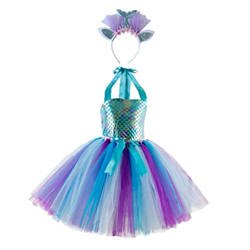 OATIPHO Mädchenkleid Stirnband-set 10–12 Jahre Meerjungfrau-prinzessin Partykleid für Jungen und Mädchen OATIPHO Mädchenkleid Stirnband-set 10–12 Jahre Meerjungfrau-prinzessin Partykleid für Jungen und Mädchen von OATIPHO