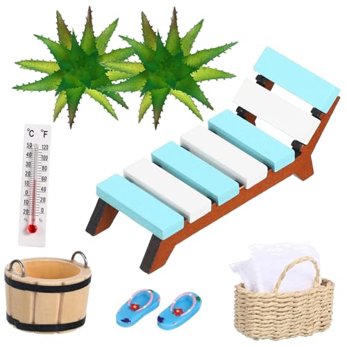 OATIPHO 1 Satz Sauna -zubehör Set Miniatur Mini-stranddekoration Mini-strandzubehör Küstendekor Mikrolandschaftsdekor Mini-puppenhauszubehör Puppenhaus Möbel Dollhouse Decor Holz von OATIPHO