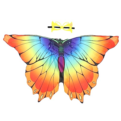 OATIPHO 1 Satz Schmetterlingsflügel-umhang Schmetterlings-cape-performance-requisite Pfau Kostüm Schmetterling Kuchen Topper Kinderschmetterlingsflügel Für Mädchen Feenflügel Satin von OATIPHO