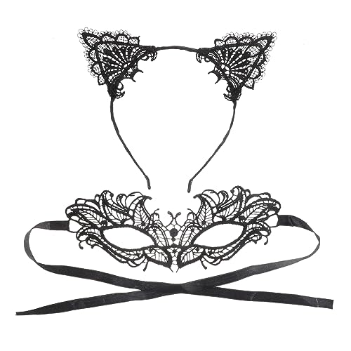 OATIPHO 1 Satz Spitzen-Stirnband-Maske Gesicht Stirnbänder halloween haarreif halloween headband stutzenhalter schwarze maske Cosplay-Augenabdeckung frauen augenklappe Tuch Black von OATIPHO