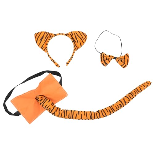 OATIPHO 1 Satz Tiger-Stirnband Set Aus Tierohren Und Tiger-Cosplay-kostüm Tigerschwanz Für Cosplay Kleid Mit Tiermotiv Tigerohren Haarband Krawatte Zubehör Karikatur Plastik Kind von OATIPHO