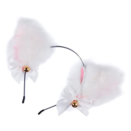 OATIPHO Katzenohren Haarreif Cosplay mit Glöckchen Kawaii Stirnband für Mädchen Geeignet für Partys Kostüme und Fotoshootings Flauschige Kopfbedeckung mit Schleife von OATIPHO