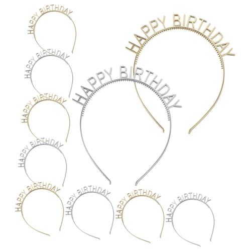 OATIPHO 10 Stück Happy Birthday Stirnbänder Goldene und Silberne Haarbänder für Feiern Dekoratives Kopfschmuck für Fotos und Besondere Anlässe OATIPHO 10 Stück Happy Birthday Stirnbänder Goldene und Silberne Haarbänder für Feiern Dekoratives Kopfschmuck für Fotos und Besondere Anlässe von OATIPHO