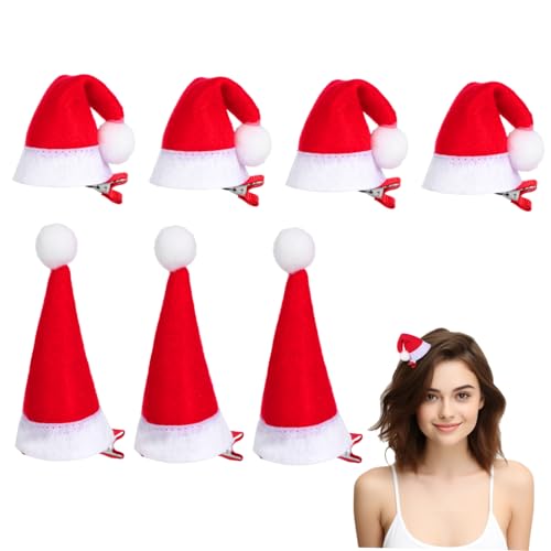 OATIPHO 12 Stück Weihnachtsmütze Haarklammern für Mädchen Süße Haarspangen aus Plüsch und Vielseitige Haaraccessoires für Weihnachten und Partys von OATIPHO