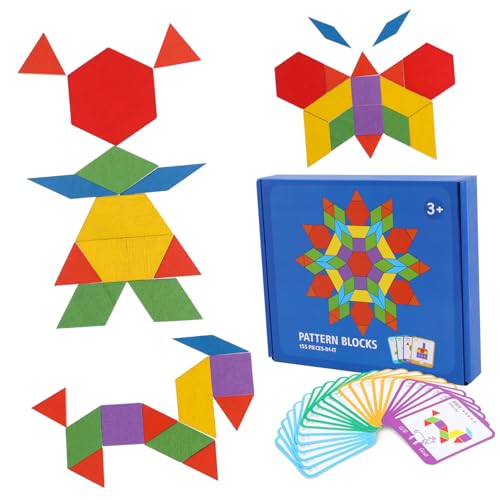 OATIPHO Spielzeug 155 STK Kreatives Holzpuzzle Lernpuzzle aus Holz Tangram Spielzeuge Holzpuzzle Lernen Musterblöcke aus Holz Holzmaserung Bretter Flugzeug-Puzzle Kind Puzzleteile von OATIPHO