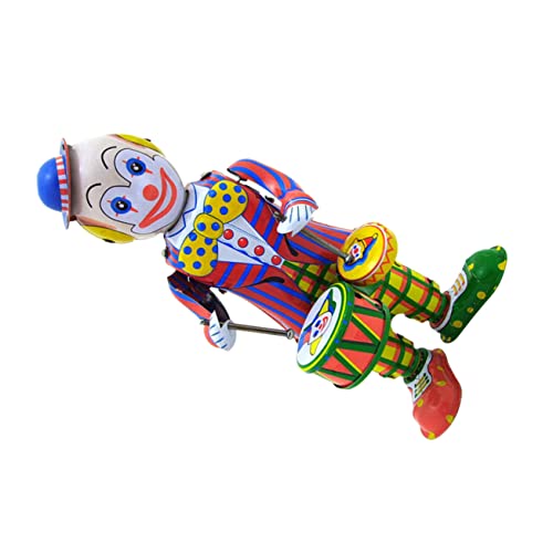 OATIPHO 1stk Metallspielzeug Aufziehen Uhrwerk Blechspielzeug Trommeln Clown- Puppe Clownpuppe Aufziehen Weihnachtsspielzeug Zum Aufziehen Tischclownspielzeug Statuette Jahrgang Kind von OATIPHO