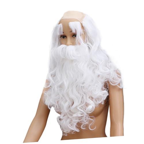 OATIPHO 2 Sätze Santa Claus Cosplay Teilig Weißer und Augenbrauen Perücke für Kostüm Fasching Party Halloween und Hautfreundlich von OATIPHO