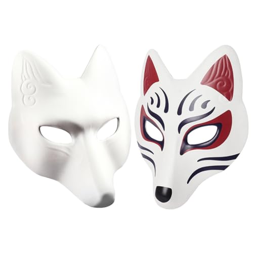 OATIPHO 2 Stück Leere Fuchs Masken Bemalen Diy Handgemalte Party Masken für Halloween Karneval und Cosplay für Erwachsene und Jugendliche von OATIPHO