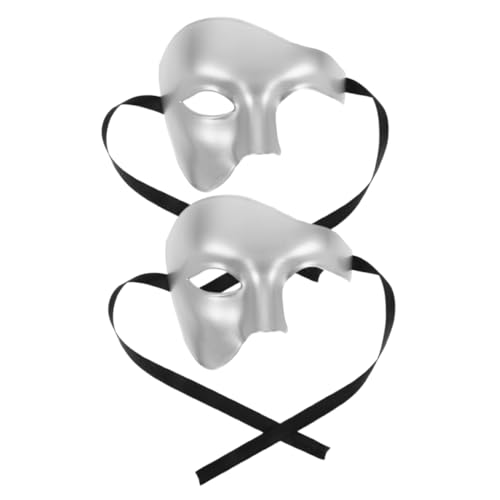 OATIPHO 2 Stück Maske Maskerade Party Dekorationen Maskerade Halbgesichtsbrille Maskerade Zubehör Maskerade Party Favors Kunststoff Silber von OATIPHO