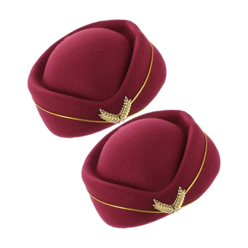OATIPHO 2 Stück Stewardess Mütze Weinrot Kostüm Zubehör Bühnenauftritt Uniform Hut Damen Cosplay OATIPHO 2 Stück Stewardess Mütze Weinrot Kostüm Zubehör Bühnenauftritt Uniform Hut Damen Cosplay von OATIPHO