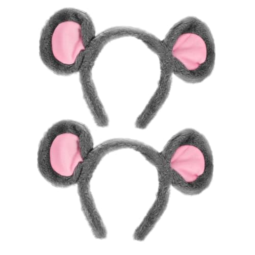 OATIPHO 2 Stück Stirnband Stirnbänder Mausohren Haarband Kostümzubehör Cosplay Stirnband Tierohren Haarreifen Halloween Kostümzubehör Haarband Grau Stoff von OATIPHO