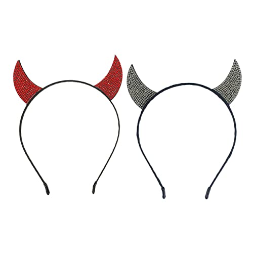 OATIPHO 2 Stück Teiliges Halloween Teufelshorn Haarband aus Hochwertigem Bequemes Stirnband mit Roten und Weißen Hörnern für Cosplay Halloween und Party Kostüme von OATIPHO