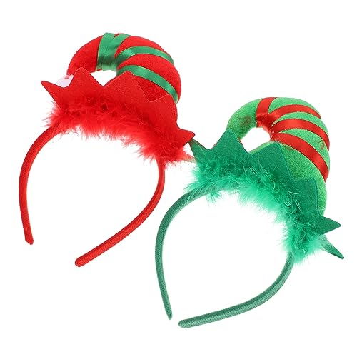 OATIPHO 2 Stück Weihnachtliche Haarreifen mit Glocken und Federn Farbenfrohe Festival Party Kopfschmuck Kleine Langlebige Stirnbänder für Karneval und Familienfeier von OATIPHO