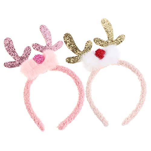 OATIPHO 2 Stücke Weihnachtliches Rentier Geweih Haarband mit Pailletten Modischer Haarschmuck für Mädchen Festliches Stirnband Gold für Party Kostüm und Bühnenauftritt von OATIPHO