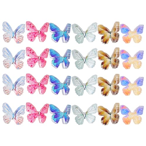 OATIPHO 24st Miniatur-Schmetterling Landschaftsdekoration Mikro-landschaftsdekor Mini-Schmetterlinge Schmetterling Glitzert Winzige Schmetterlinge Kleine Tierfigur Charme Kleines Harz 3D von OATIPHO