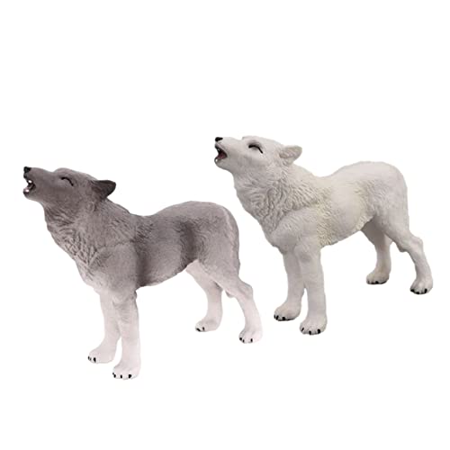 OATIPHO 2st Simuliertes Wolfs Modell Puzzle-Spielzeug Lernspielzeug Kidcraft-spielset Wolfsfigur Wolf-Statue Miniatur-Wolf-Spielzeug Auto Spielzeug Wolf-skulptur Kleines Modell Kind Tier von OATIPHO