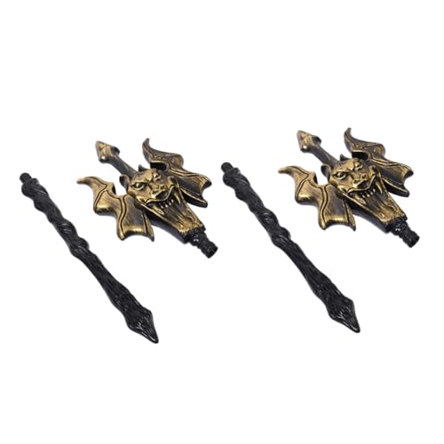 OATIPHO 2st Gewindestange Fork Zauberstab Halloween-Cosplay-zubehör Kostüm Teufel-Cosplay-stütze Simulationswaffen Teufelsgabel-Modell Teufelsgabel Prop Plastik Golden von OATIPHO