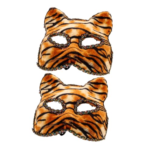 OATIPHO 2st Tiger Maske Anziehmaske Maske Maske Halloween-maske Fuchskatzenkostüm Maske Mit Leopardenmuster Tanzmaske Tierkarneval Kostüm Tiermasken Für Erwachsene Masken Halloween Plastik von OATIPHO