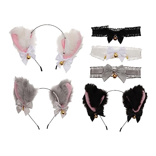 OATIPHO 3 Sätze Katzenohren Haarreif und Halsband Teiliges Cosplay Kostümzubehör für Partys und Karneval Bequem und für Halloween und Feste von OATIPHO