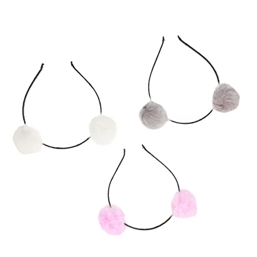 OATIPHO 3 Stück Teiliges Kostüm Haarband mit Fuzzy Ball Design Einzigartige Haarschmuck Requisiten für Partys und Karneval Weiß Hellgrau von OATIPHO