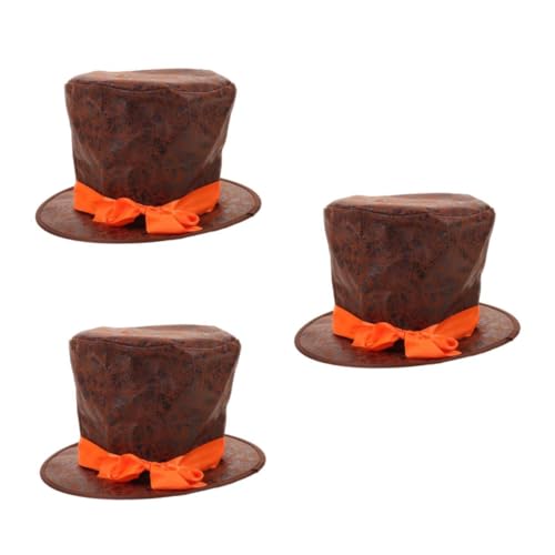 OATIPHO 3 Stück Victorian Top Hat für Herren Verstellbarer Vintage Steampunk Kostümhut Brauner Hoher Filzhut für Theater Halloween Party Vielseitiges Herrenaccessoire OATIPHO 3 Stück Victorian Top Hat für Herren Verstellbarer Vintage Steampunk Kostümhut Brauner Hoher Filzhut für Theater Halloween Party Vielseitiges Herrenaccessoire von OATIPHO