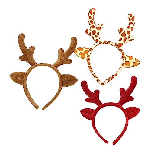 OATIPHO 3 Stück Weihnachtsgeweih Stirnband Teiliges aus Weichem Gelb Rot Leopard Muster Leichter Haarschmuck für Mädchen und Erwachsene Festliche Kopfbedeckung für Winterparty und von OATIPHO