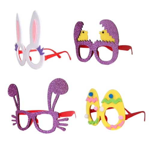 OATIPHO 4 Paar Häschen-Ei-Gläser Foto-Requisiten für den Abschlussball Eierbrille Dekor Ostern-Cartoon-Brille Party-Cosplay-Brille Karikatur Brillengestelle Kleidung Kind von OATIPHO