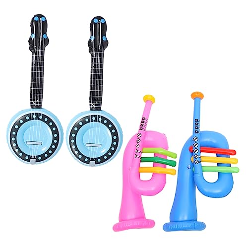 OATIPHO 4 Stück Aufblasbares Musikinstrument-Hornspielzeug für Kinder aufblasbare Instrumente Aufblasbares Instrumentenspielzeug Banjo für Kinder Musikinstrumente Bühnen-Requisiten Gitarre von OATIPHO