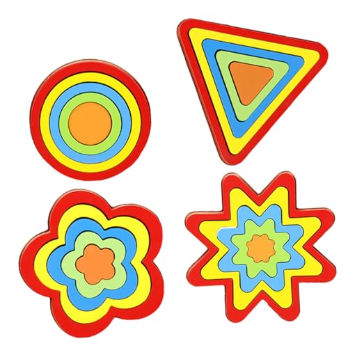 OATIPHO 4 Stück Kognitives Greifbrett mit geometrischen Regenbogenformen Spielzeug für Kinder kinderspielzeug motorik formpassendes Spielzeug Bausteine dreidimensional Brett greifen Blöcke von OATIPHO