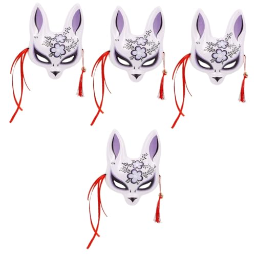 OATIPHO 4 Stück Fuchs-dämonenmaske Erwachsene Maske Füchsemaske Im Japanischen Stil Wiederverwendbare Maske Halbe Gesichtsmaske Halloween-maske Japanischer Stil Fräulein Pvc Kirschblüten von OATIPHO