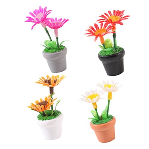 OATIPHO 4 Stück Mini-Pflanzenmodell Miniaturen Puppe pflanztöpfe klein kleine pflanzentöpfe kleine pflanztöpfe Mini-Topfpflanze Miniatur-Bonsai schmücken Bonsai-Schmuck Harz von OATIPHO