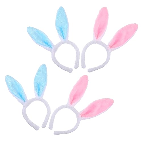 OATIPHO 4 Stück Teiliges Bunny Ohr Haarband für Niedliches Hasenohren Stirnband für Ostern Geburtstagsfeiern und Kostüme Rosa Blau von OATIPHO