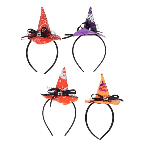 OATIPHO 4 Stück Teiliges Halloween Hexenhut Haarreif Langlebige Festival Haarreifen Karneval und Kostüm Party Kopfschmuck Vielseitige Halloween Deko Accessoires für Masquerade und Cosplay von OATIPHO