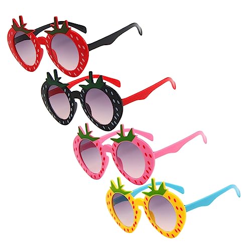 OATIPHO 4 Stück Teiliges Kreative Erdbeer Sonnenbrille für Witzige und Sichere Sonnenbrille für Partys Geburtstagsfeiern und Kinderfeste PC Materialien Farbenfrohes Design von OATIPHO