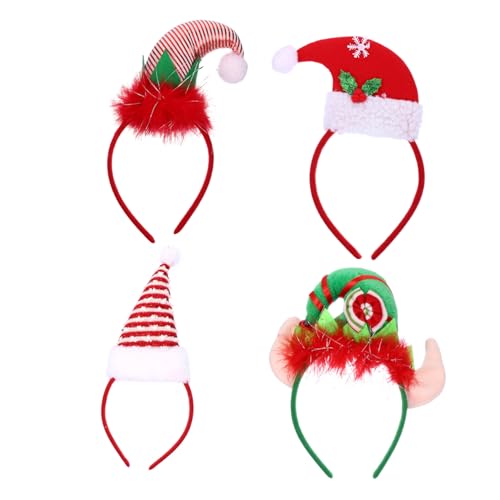 OATIPHO 4 Stück Teiliges Weihnachts Haarband Elastische Festliche Mützen Rot Weiß Grün und Gold Dekoratives Party Accessoire für Kostüm und Weihnachtsfeiern Modisch und Bequem für von OATIPHO