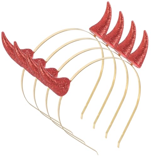 OATIPHO 4 Stück Teufelshörner Stirnband - Ochsenhorn Haarreifen Vampir Teufel Kopfbedeckung Haarschmuck für Damen Herren & Kinder, Carnival,Party Mottoparty Halloween von OATIPHO