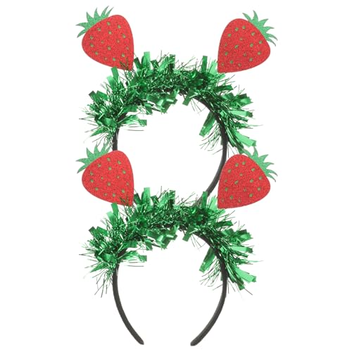 OATIPHO 4-Teiliges Erdbeer-Stirnband Hawaiianischer Frucht-Haarreif Hübsches Kiwi-Frucht-Haarband Kopfbedeckung Für Partys Festivals Frühlingsfeiern (2 Erdbeeren + 2 Kiwis) von OATIPHO