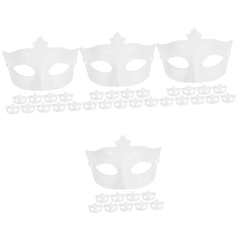 OATIPHO 40 Stk Halloween-maske Maskerade-maske Leere Halbe Gesichtsmaske Maskerade-party-maske Diy Halbe Gesichtsmaske Partymaske Leere Maske Kleidung Weiß Cosplay Plastik von OATIPHO