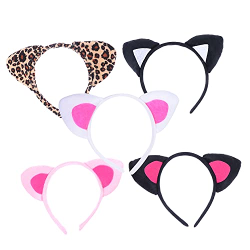 OATIPHO 5 Stück Teiliges Katzenohren Haarreif für Mädchen Niedliches Cosplay Stirnband mit Verschiedenen Farben Bequemes Tierkostüm Zubehör für Halloween Karneval Party und von OATIPHO